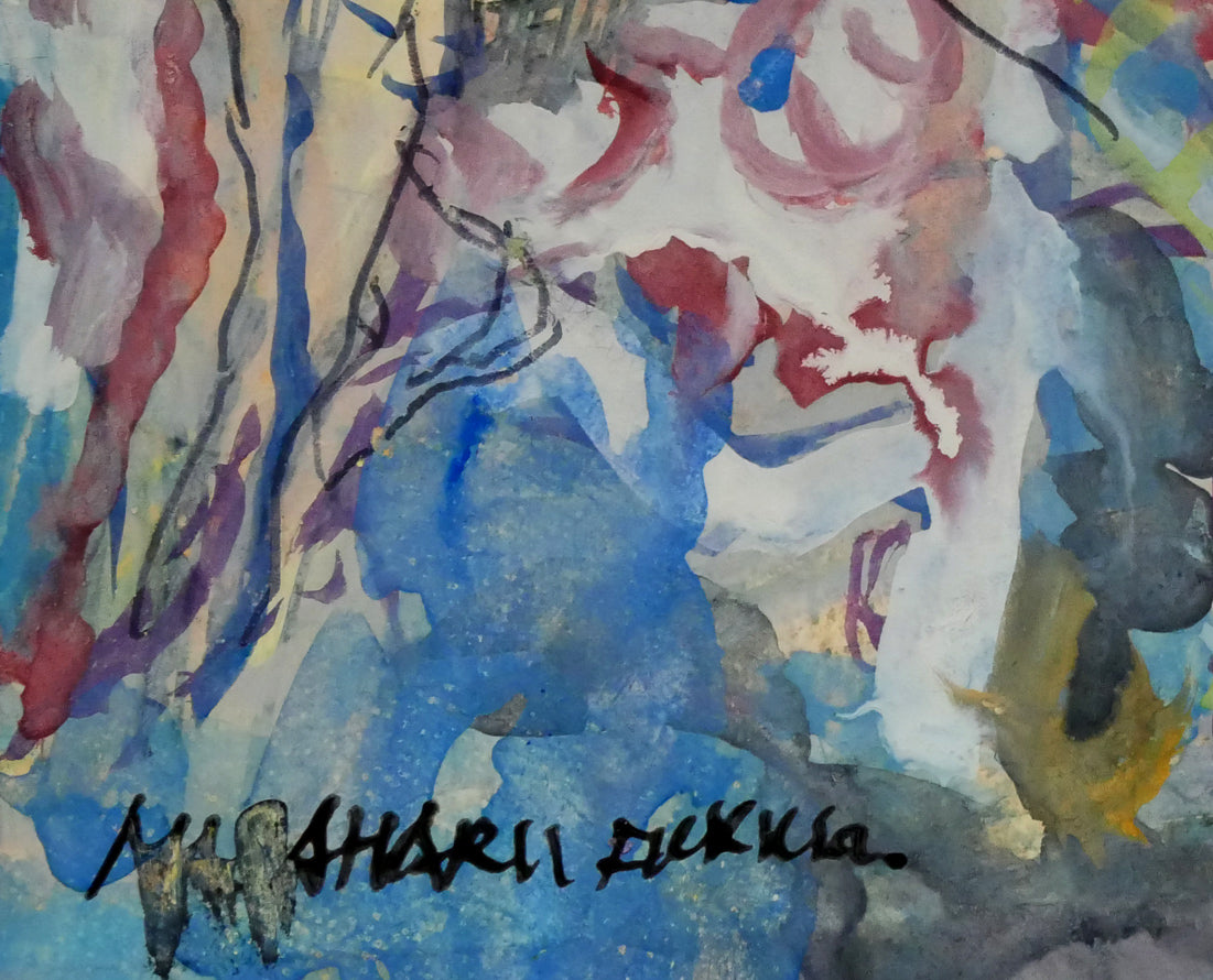 福井正治「群像」水彩画(グアッシュ) サイン拡大画像