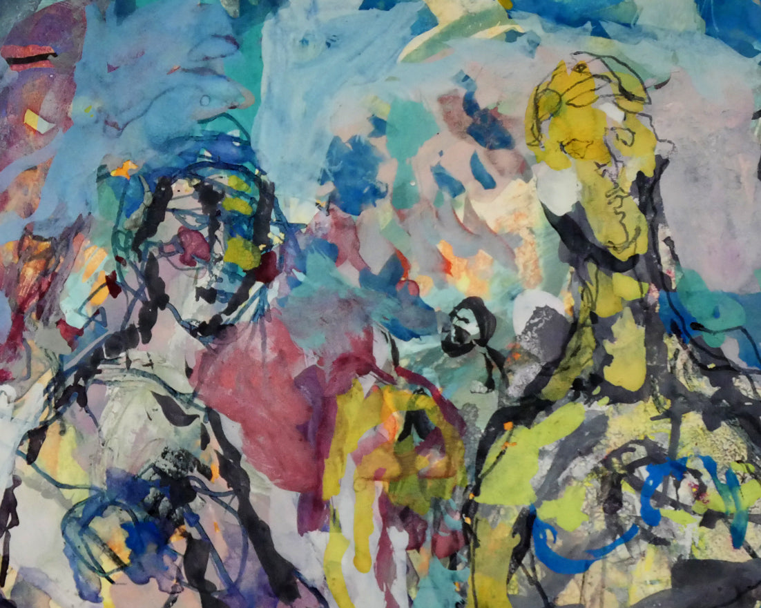 福井正治「群像」水彩画(グアッシュ) 拡大画像2