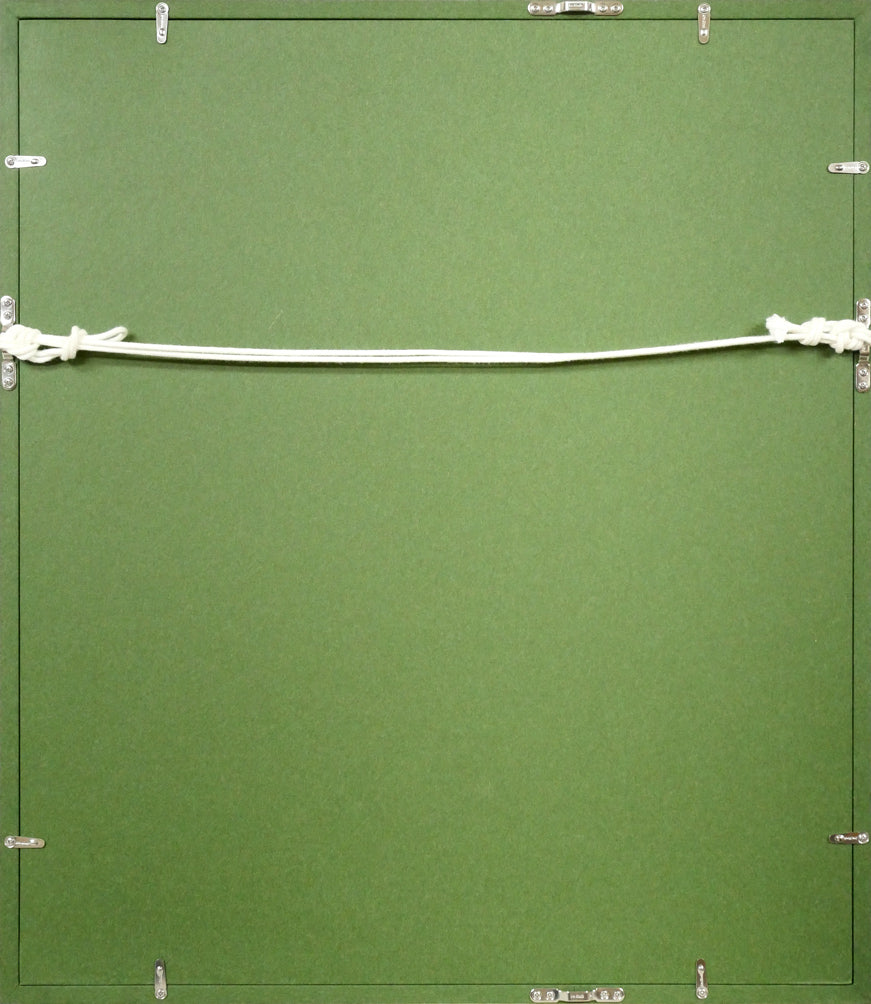 福井正治「マリオネット」油絵・F8号 額縁裏側画像