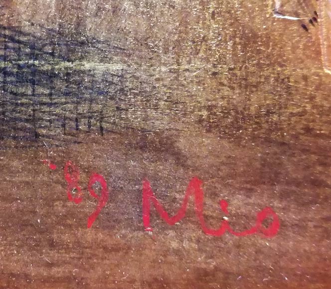 福岡通男「Marionetta」板にテンペラ、金箔・F4号 年記(1989年作)・サイン拡大画像