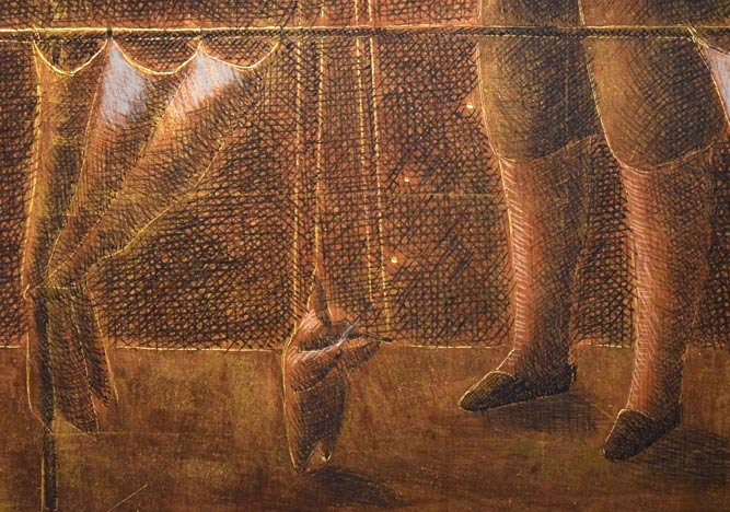 福岡通男「Marionetta」板にテンペラ、金箔・F4号 拡大画像7