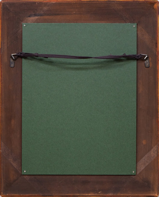 福岡通男「Marionetta」板にテンペラ、金箔・F4号 額縁裏側画像