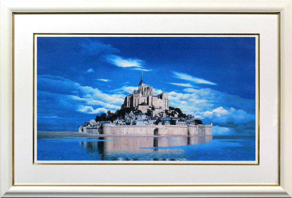 福島励史「モンサンミッシェル(フランス世界遺産)」リトグラフ(キャンバスエディション)