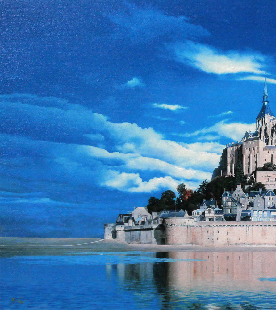 福島励史「モンサンミッシェル(フランス世界遺産)」リトグラフ(キャンバスエディション) 拡大画像3