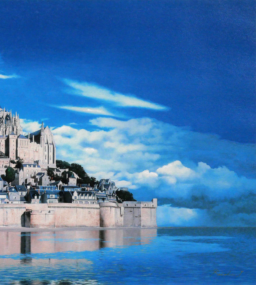 福島励史「モンサンミッシェル(フランス世界遺産)」リトグラフ(キャンバスエディション) 拡大画像4