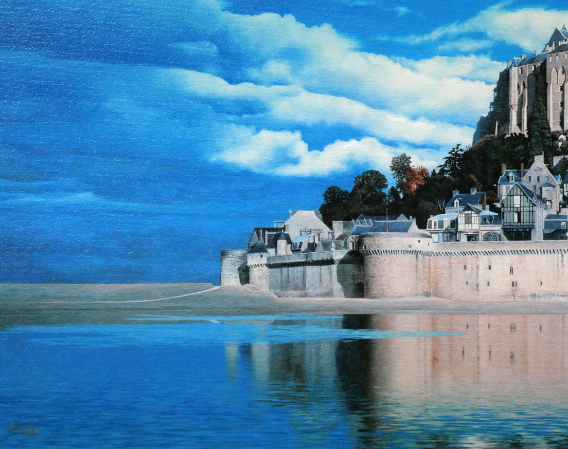 福島励史「モンサンミッシェル(フランス世界遺産)」リトグラフ(キャンバスエディション) 拡大画像7