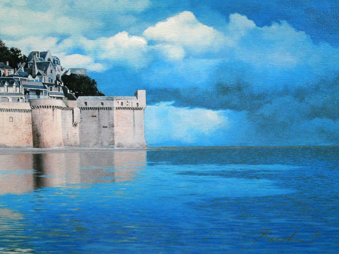 福島励史「モンサンミッシェル(フランス世界遺産)」リトグラフ(キャンバスエディション) 拡大画像8