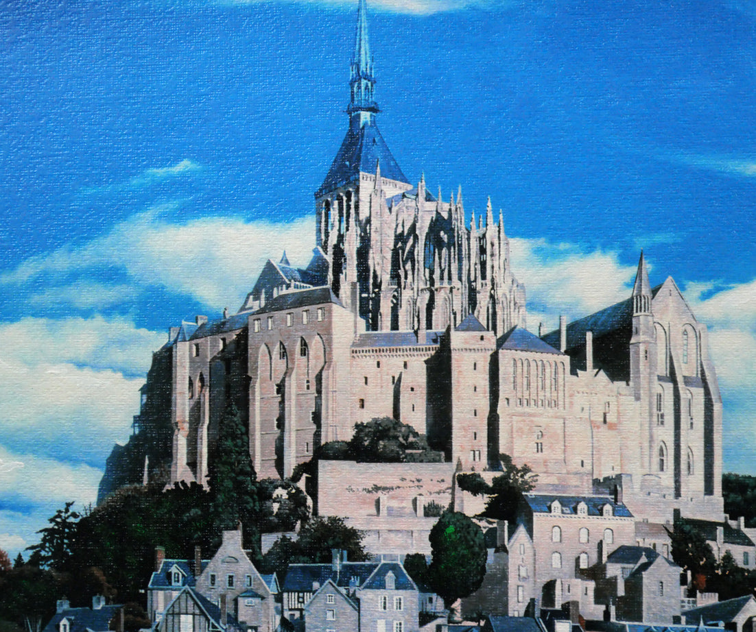 福島励史「モンサンミッシェル(フランス世界遺産)」リトグラフ(キャンバスエディション) 拡大画像2
