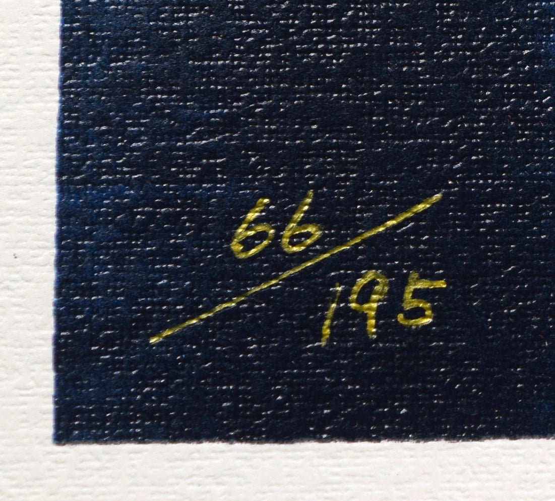 福島励史「夜のブルックリン大橋(ニューヨーク)」ミクストメディア版画 限定番号(ed,66/195)