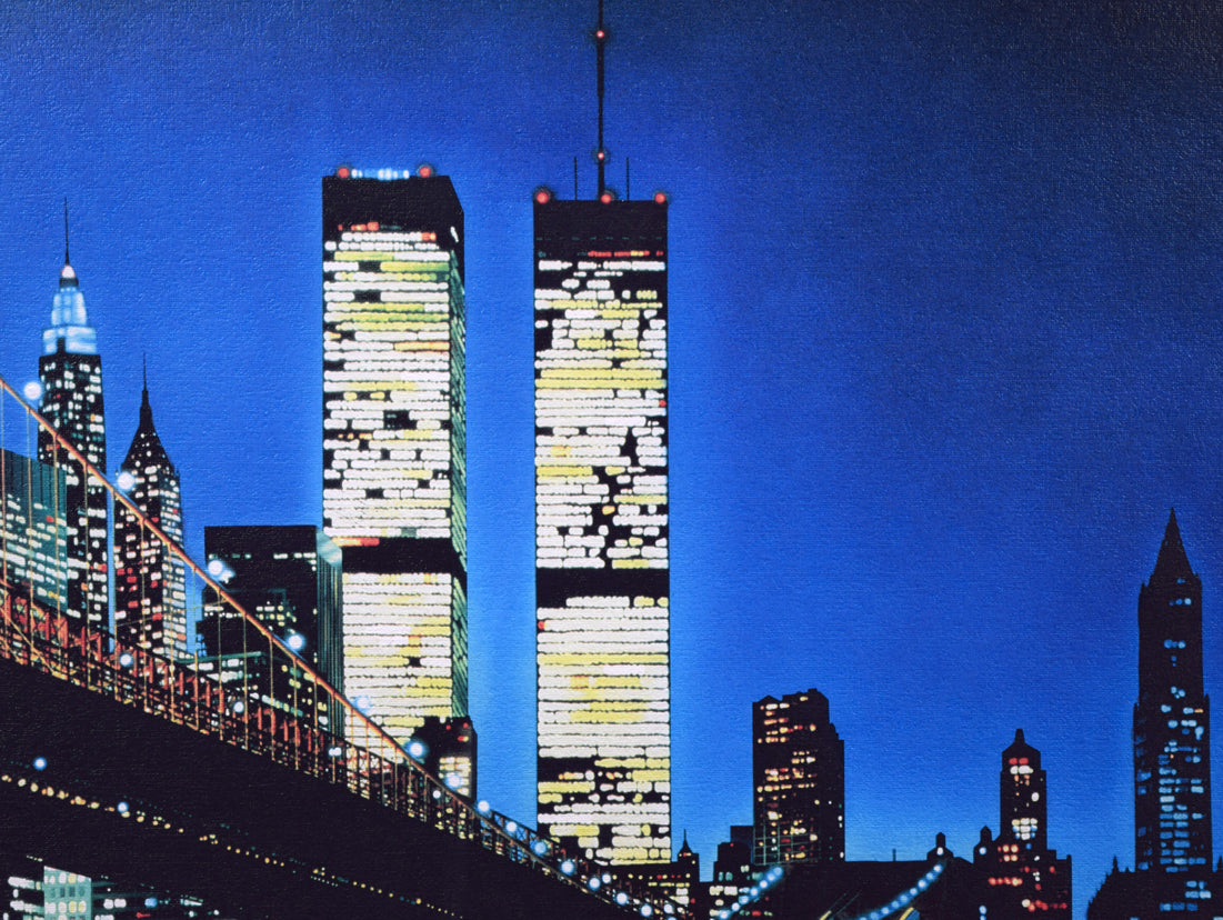 福島励史「夜のブルックリン大橋(ニューヨーク)」ミクストメディア版画 拡大画像4