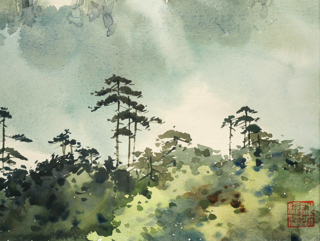 陳維信「雲の海(中国・黄山)」水彩画・10号 拡大画像5