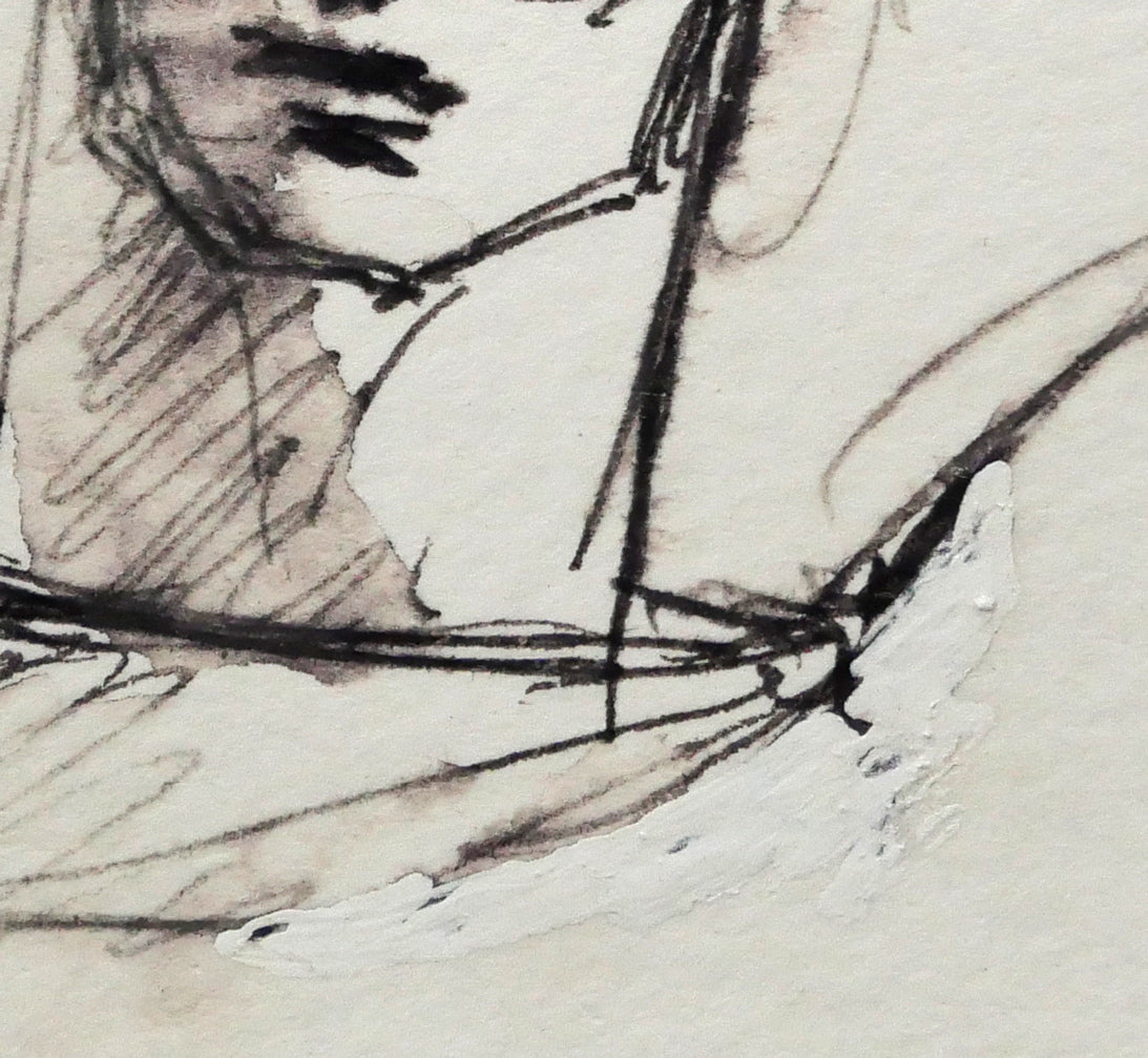 舟越桂「Untitled」紙にインク・水彩画 拡大画像3