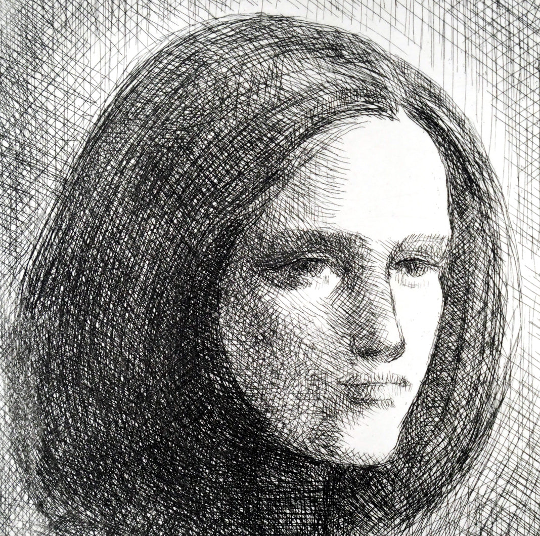 舟越保武「若い女」銅版画 拡大画像1