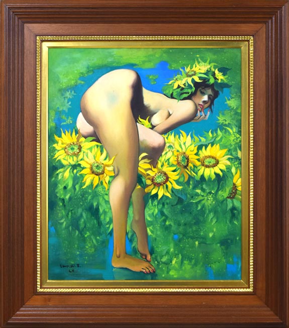 古沢岩美「ひまわり」油絵・F20号