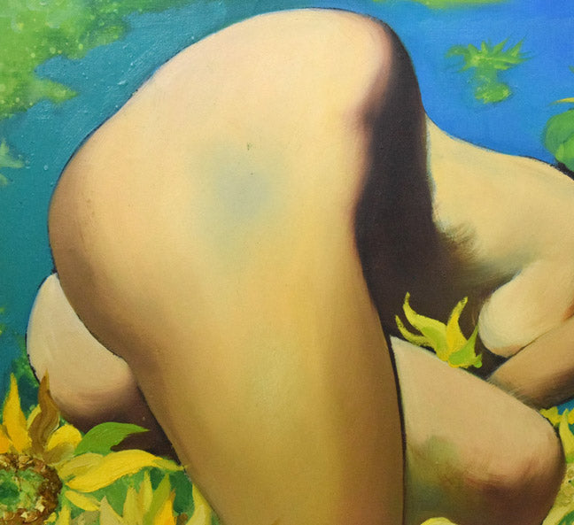 古沢岩美「ひまわり」油絵・F20号 拡大画像2