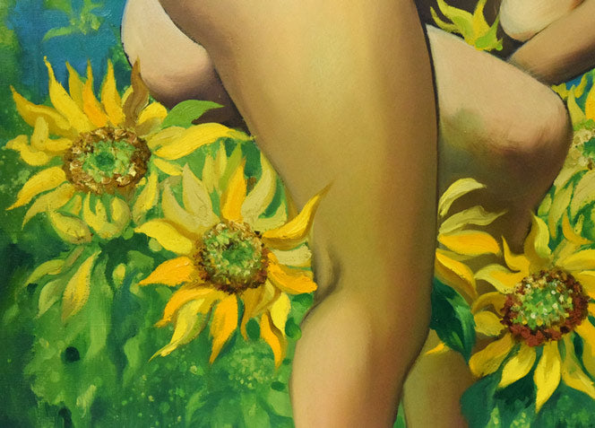 古沢岩美「ひまわり」油絵・F20号 拡大画像5