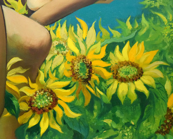 古沢岩美「ひまわり」油絵・F20号 拡大画像6