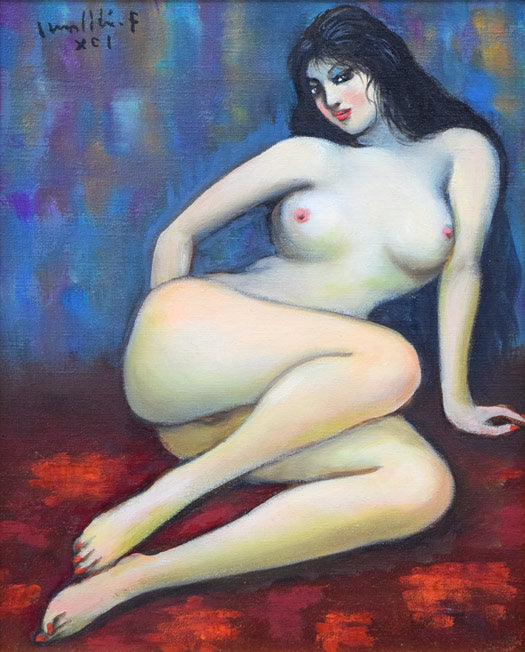 古沢岩美「裸婦」油絵・F3号　作品全体拡大画像