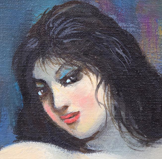 古沢岩美「裸婦」油絵・F3号 拡大画像2