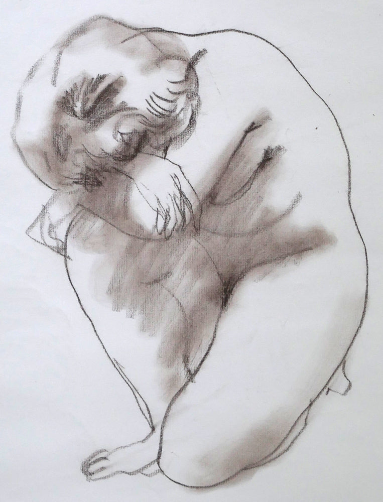 古沢岩美「裸婦」コンテ素描・8号 拡大画像1