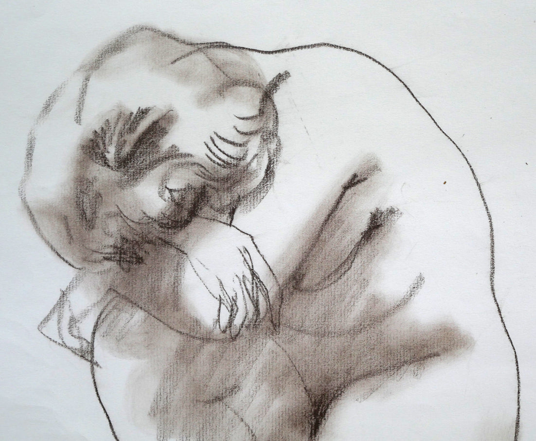 古沢岩美「裸婦」コンテ素描・8号 拡大画像2