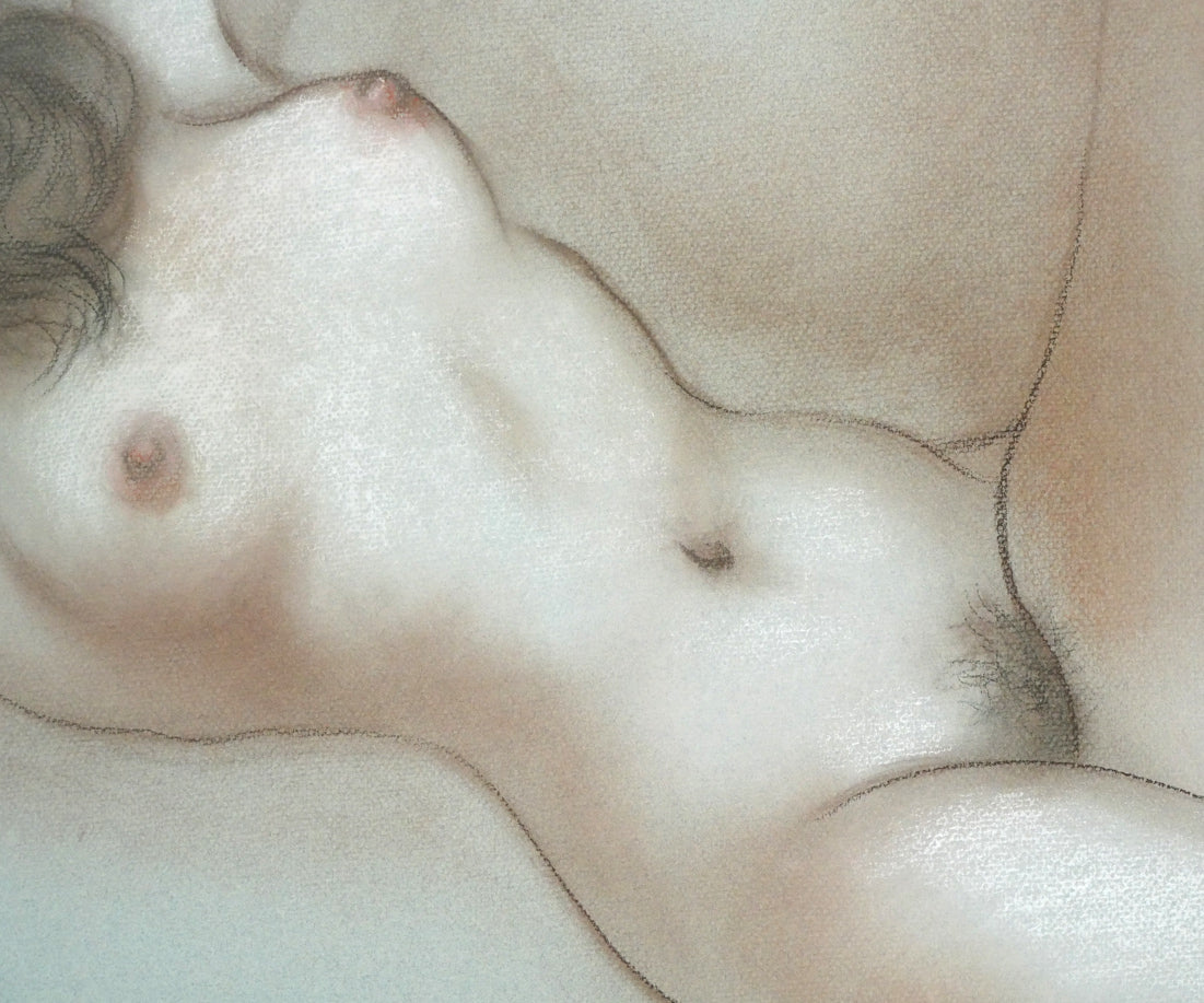 古沢岩美「裸婦」パステル画・20号 拡大画像3