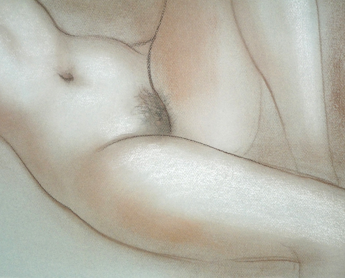 古沢岩美「裸婦」パステル画・20号 拡大画像4