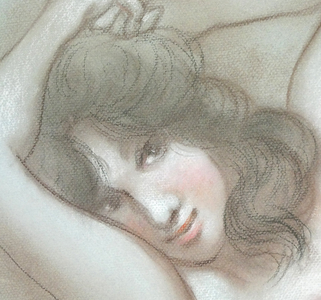 古沢岩美「裸婦」パステル画・20号 拡大画像2