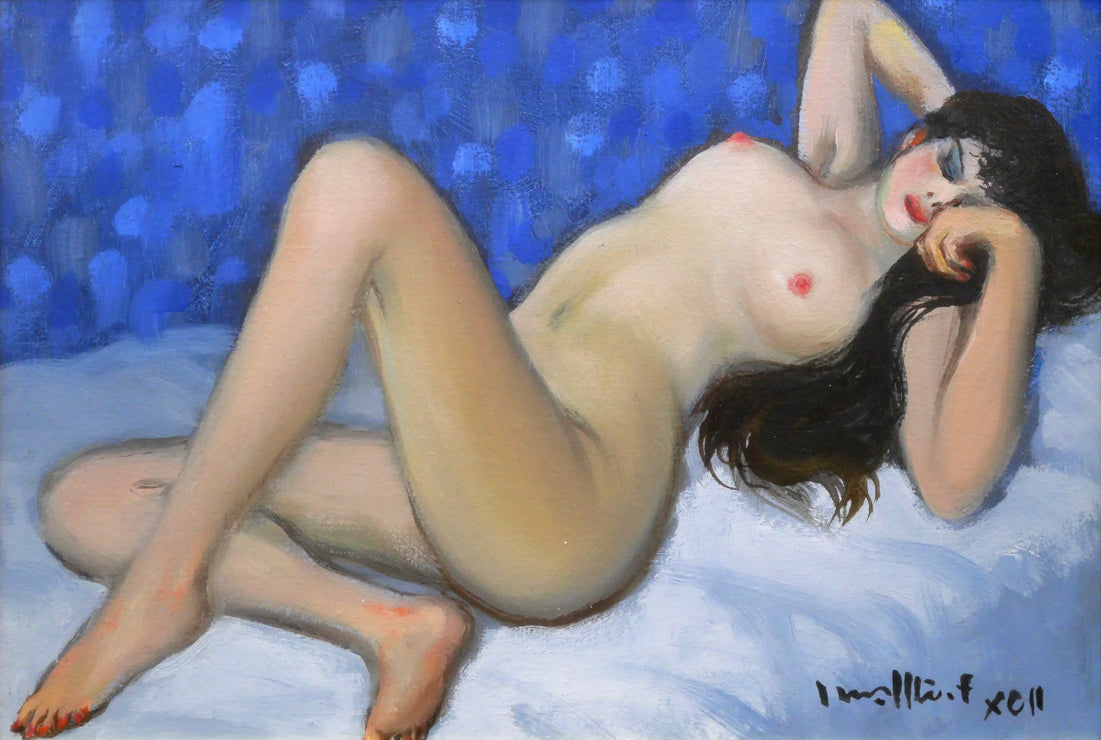 古沢岩美「裸婦」油絵・SM・1992年作　作品全体拡大画像