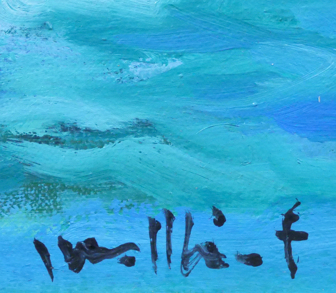 古沢岩美「海(裸婦)」油絵・SM サイン拡大画像