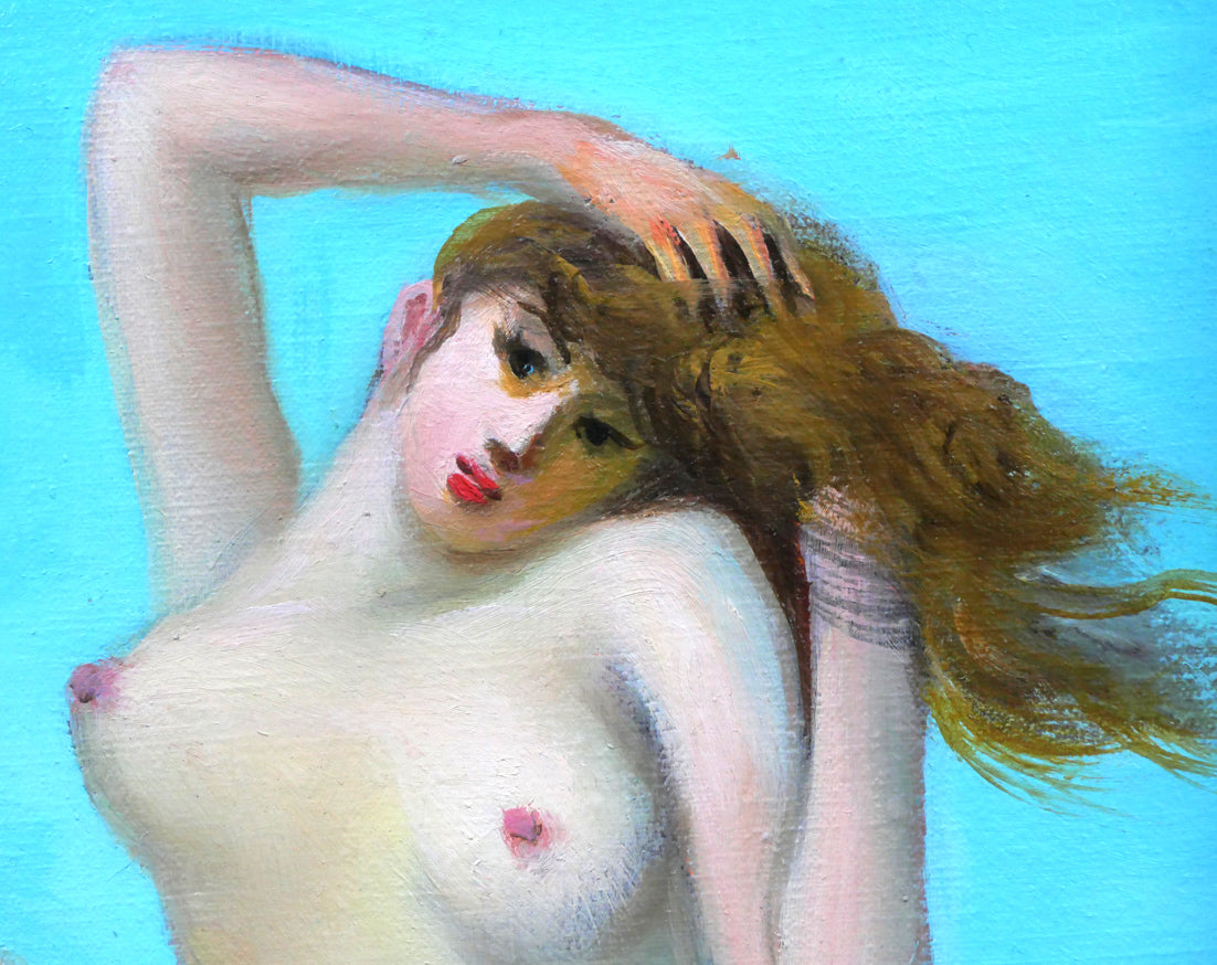 古沢岩美「海(裸婦)」油絵・SM 拡大画像1