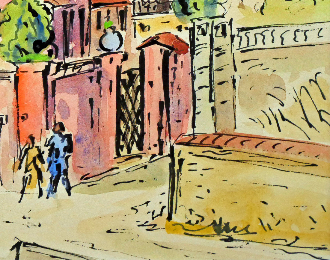 作者不明「南佛スケッチ バンドールの家」水彩画(14.4×20.5cm) 拡大画像5