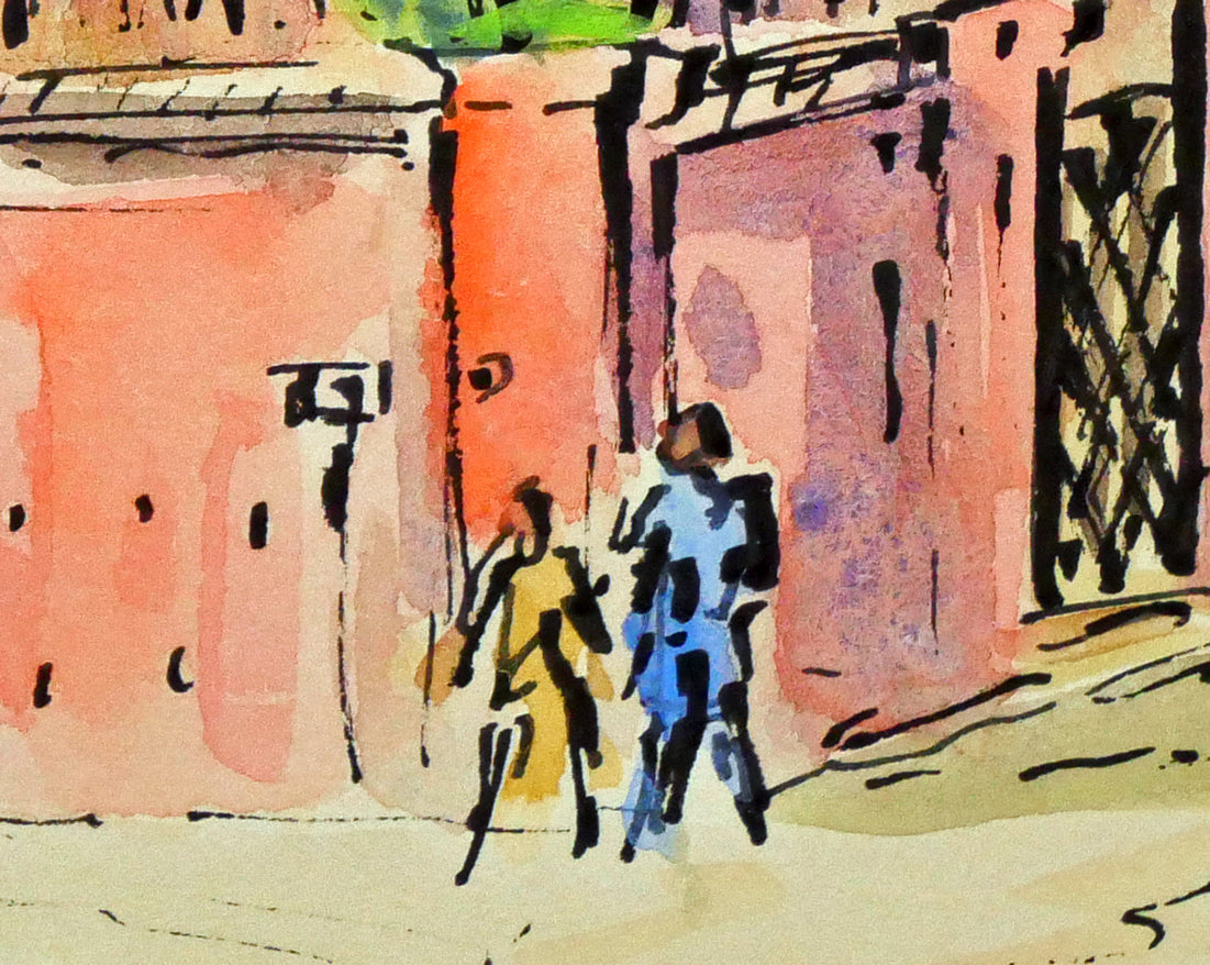 作者不明「南佛スケッチ バンドールの家」水彩画(14.4×20.5cm) 拡大画像6