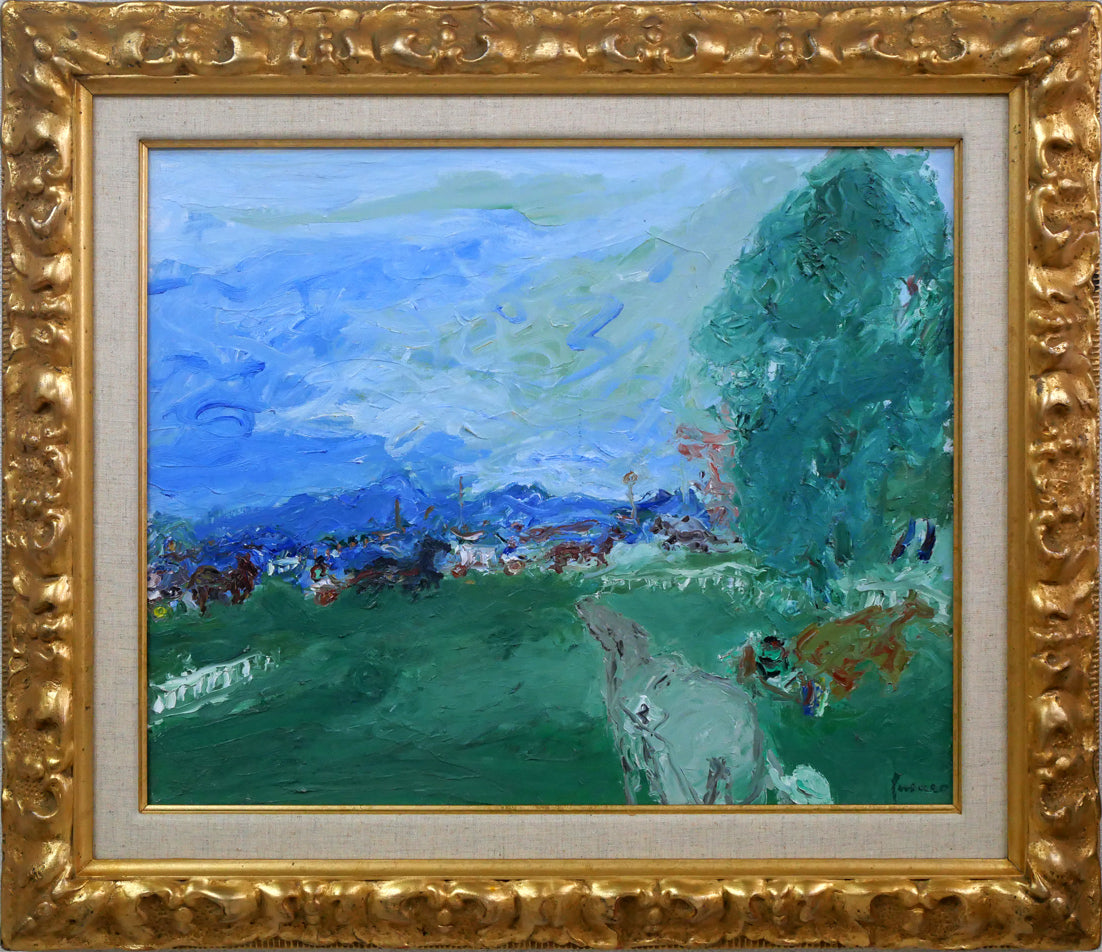 ジャン・フサロ(Jean Fusaro)「競馬場(Champ de course)」油絵・F8号