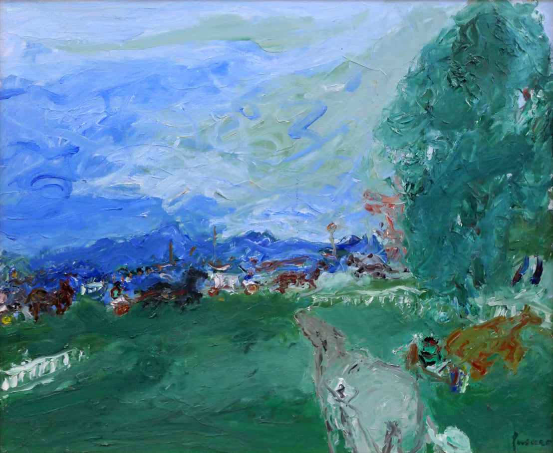 ジャン・フサロ(Jean Fusaro)「競馬場(Champ de course)」油絵・F8号 作品全体拡大画像