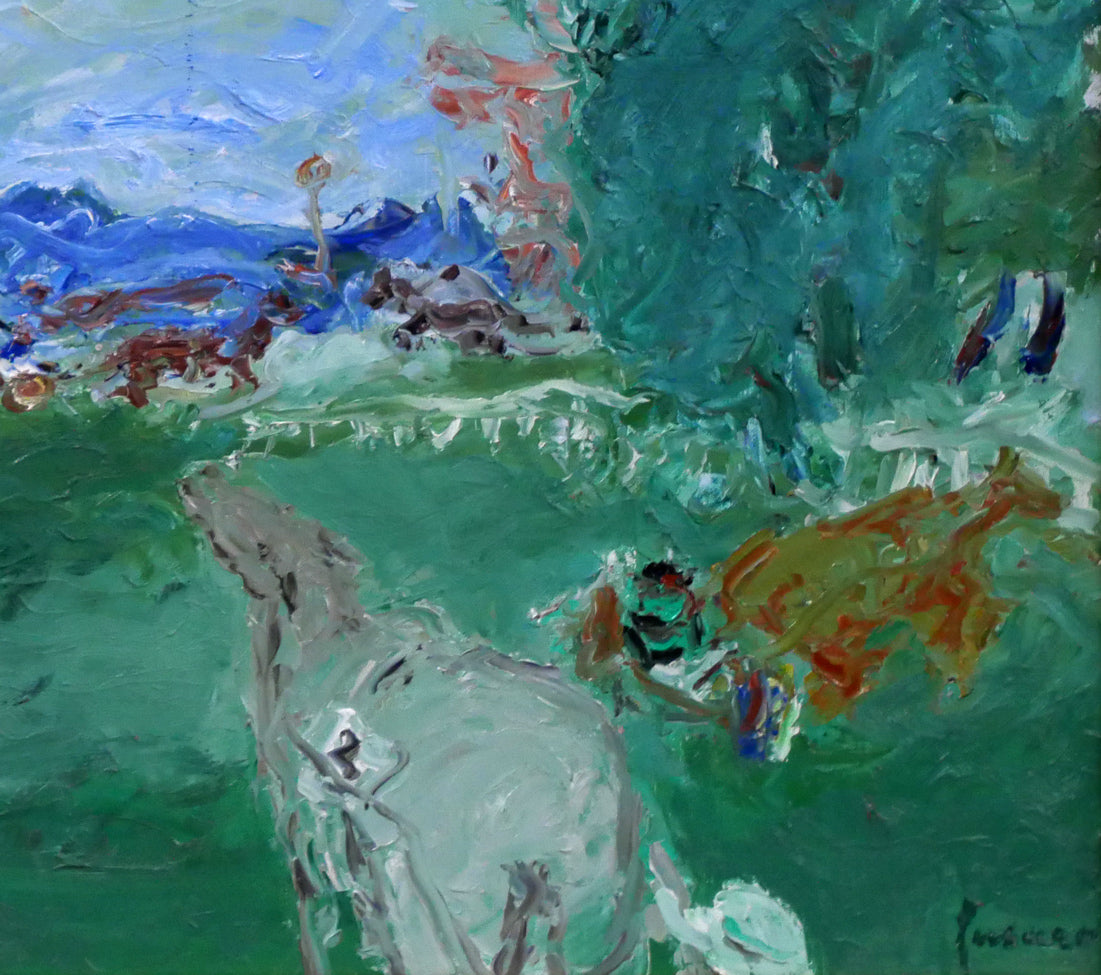 ジャン・フサロ(Jean Fusaro)「競馬場(Champ de course)」油絵・F8号 拡大画像4