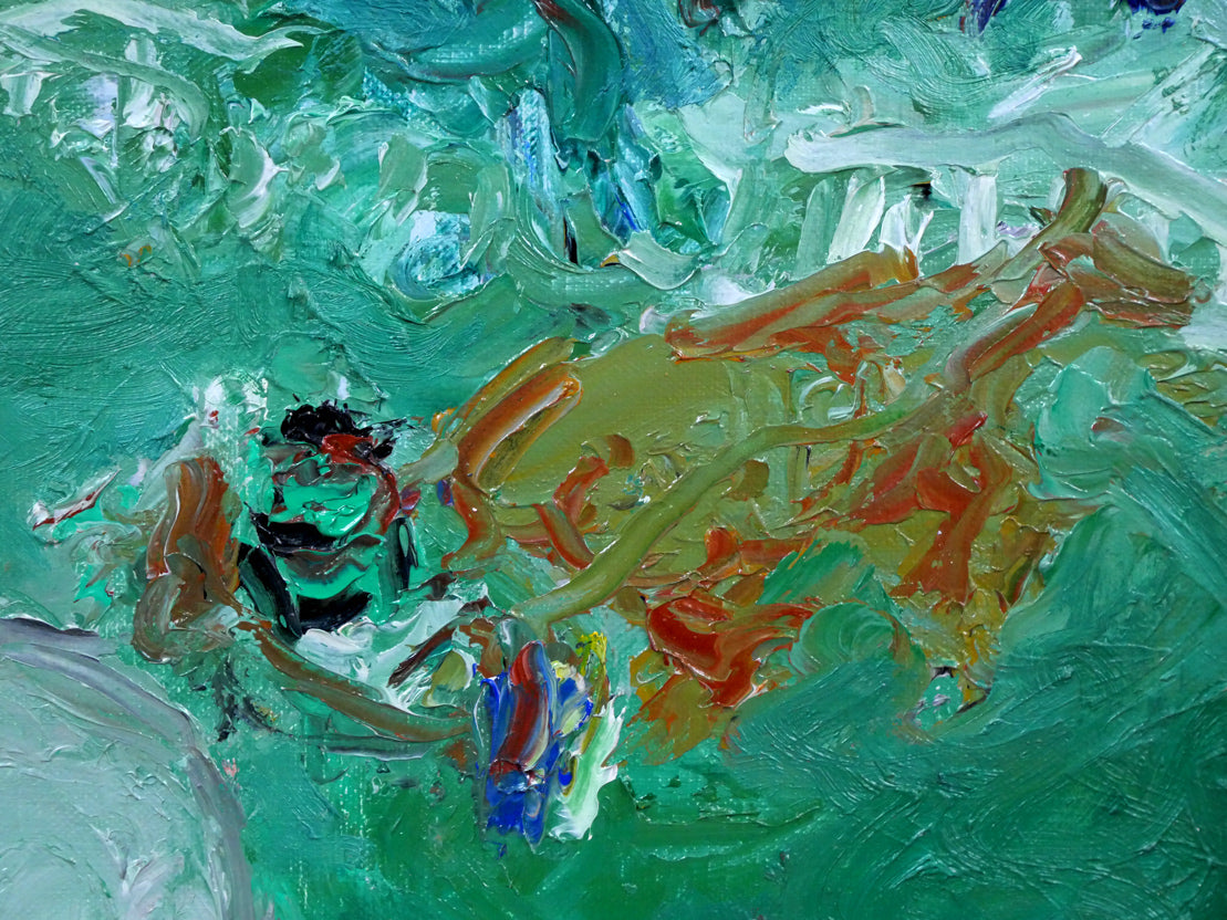 ジャン・フサロ(Jean Fusaro)「競馬場(Champ de course)」油絵・F8号 拡大画像5