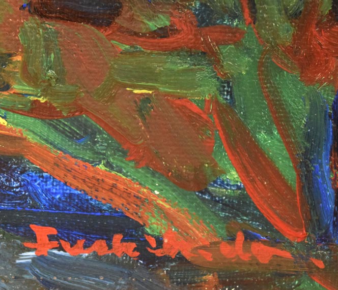 伏木田光夫「ブルーに染まる風景」油絵・S3号 サイン拡大画像