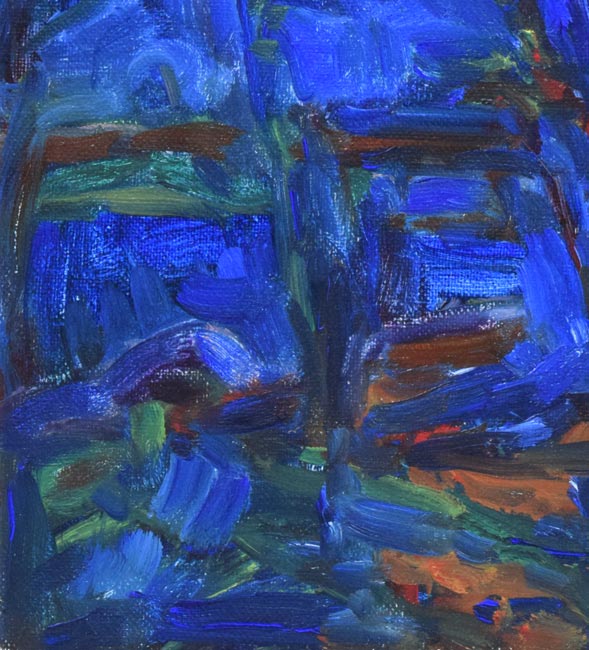 伏木田光夫「ブルーに染まる風景」油絵・S3号　拡大画像2