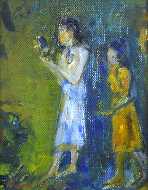 伏木田光夫「人物」油絵・F0号 作品全体拡大画像