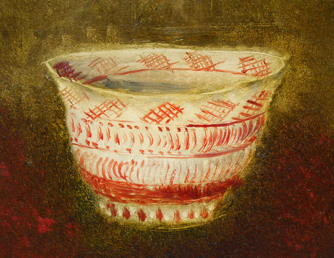 冬島大二郎「伊万里 壺と茶碗」油絵・F6号 拡大画像1