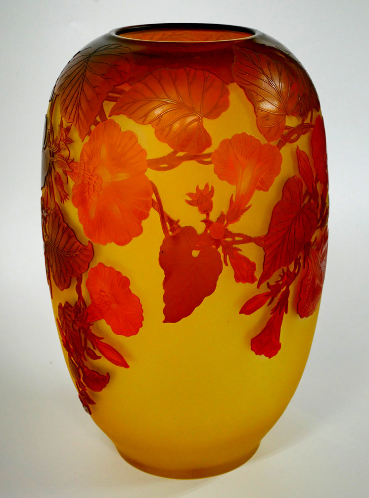 エミール ガレ(Emile Galle)「朝顔文花入」被せガラス・アシッド