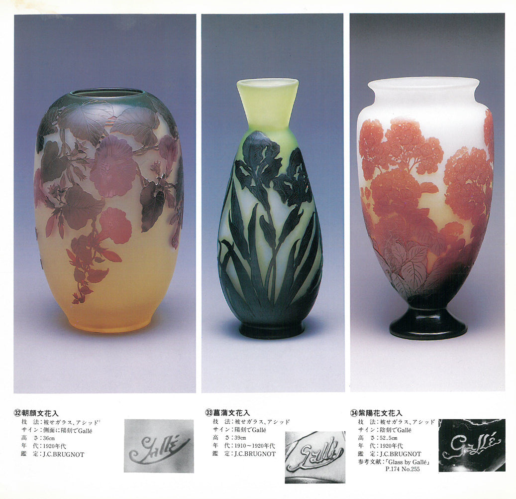 エミール ガレ(Emile Galle)「朝顔文花入」被せガラス・アシッド 資料内容2