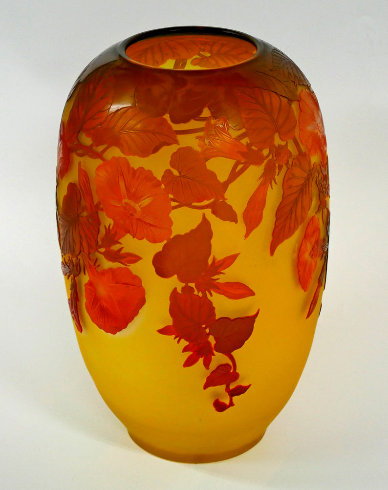 エミール ガレ(Emile Galle)「朝顔文花入」被せガラス・アシッド 全体画像3