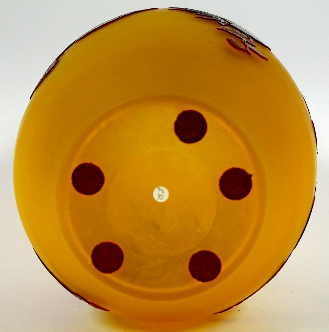 エミール ガレ(Emile Galle)「朝顔文花入」被せガラス・アシッド 作品裏側画像