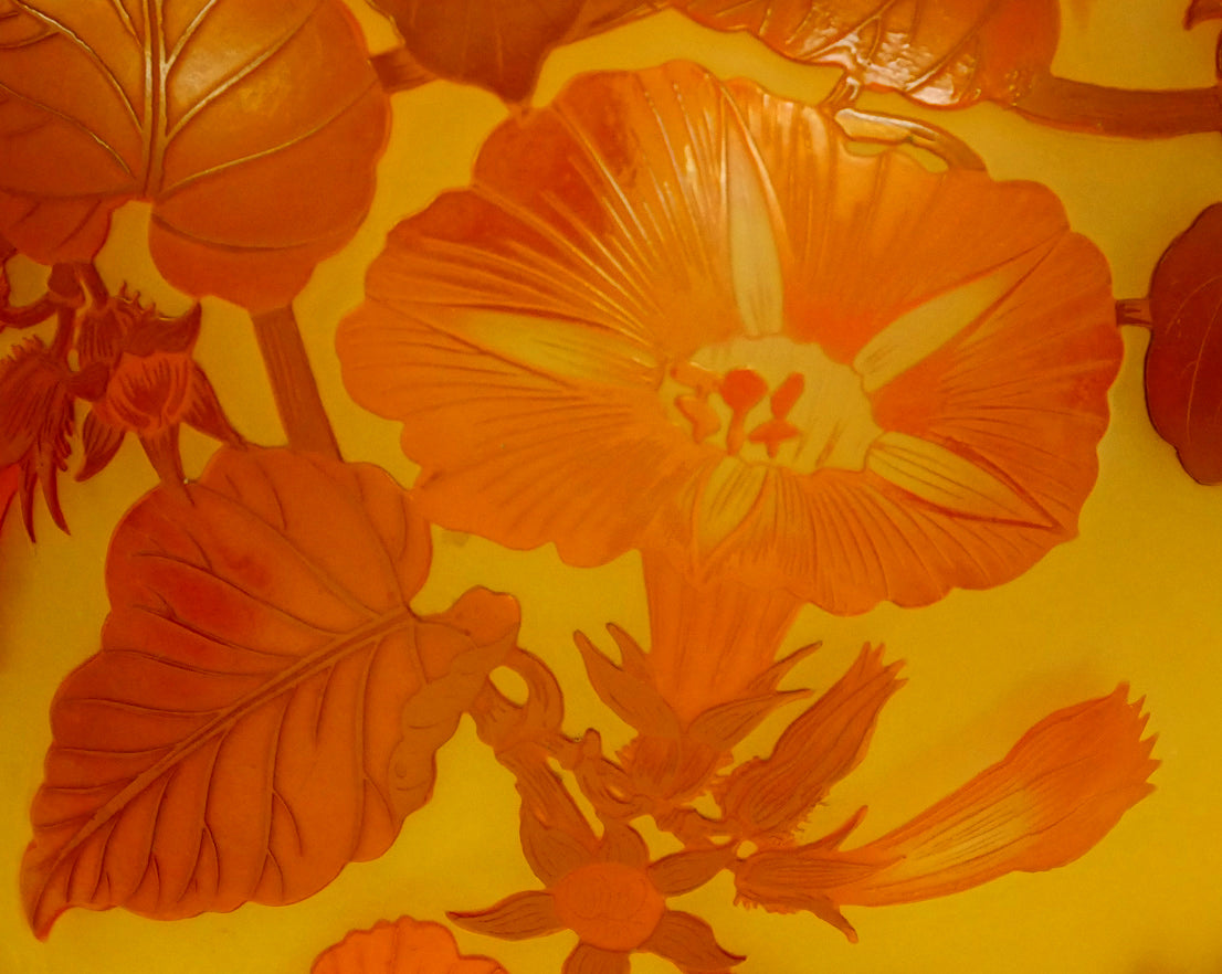 エミール ガレ(Emile Galle)「朝顔文花入」被せガラス・アシッド 拡大画像1