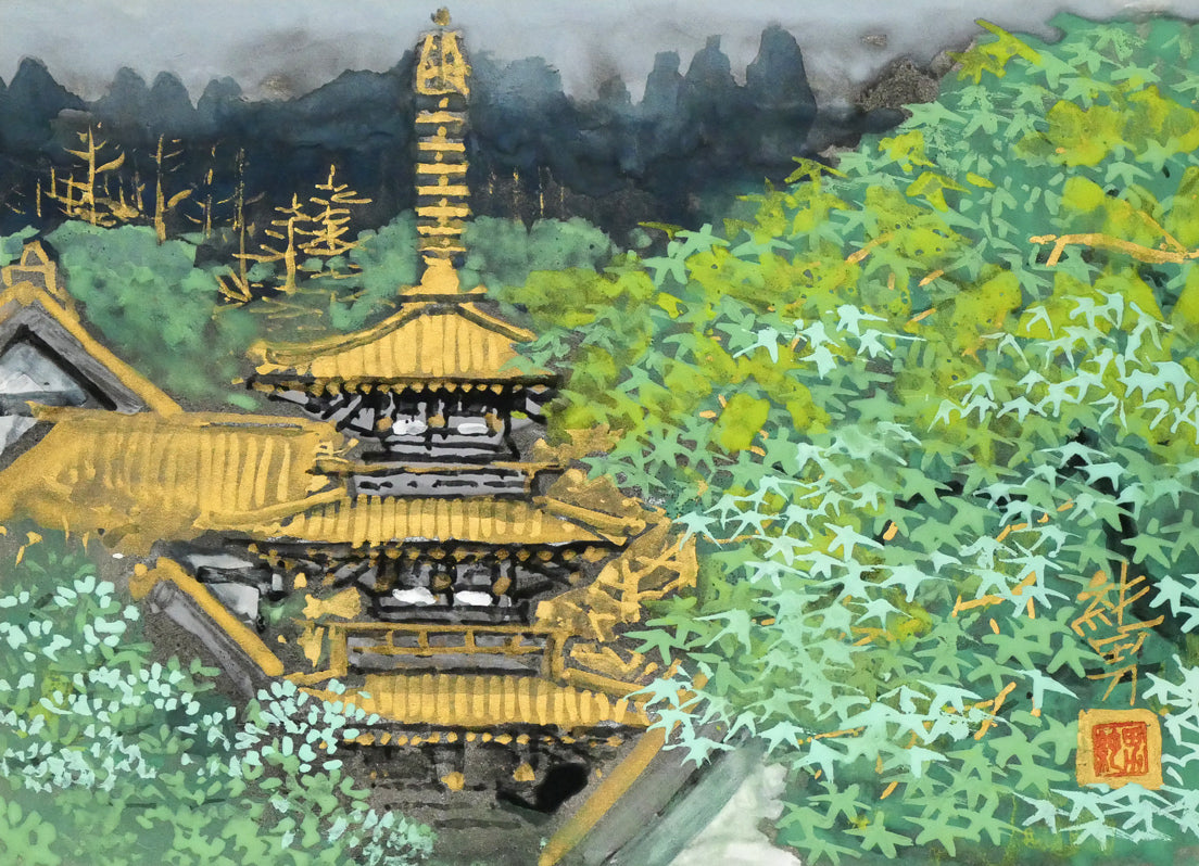 後藤純男「新緑塔映」日本画・SM 作品全体画像