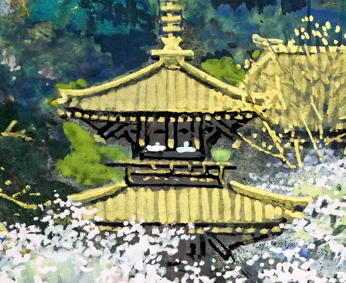 後藤純男「行く春大和」日本画・SM 拡大画像5