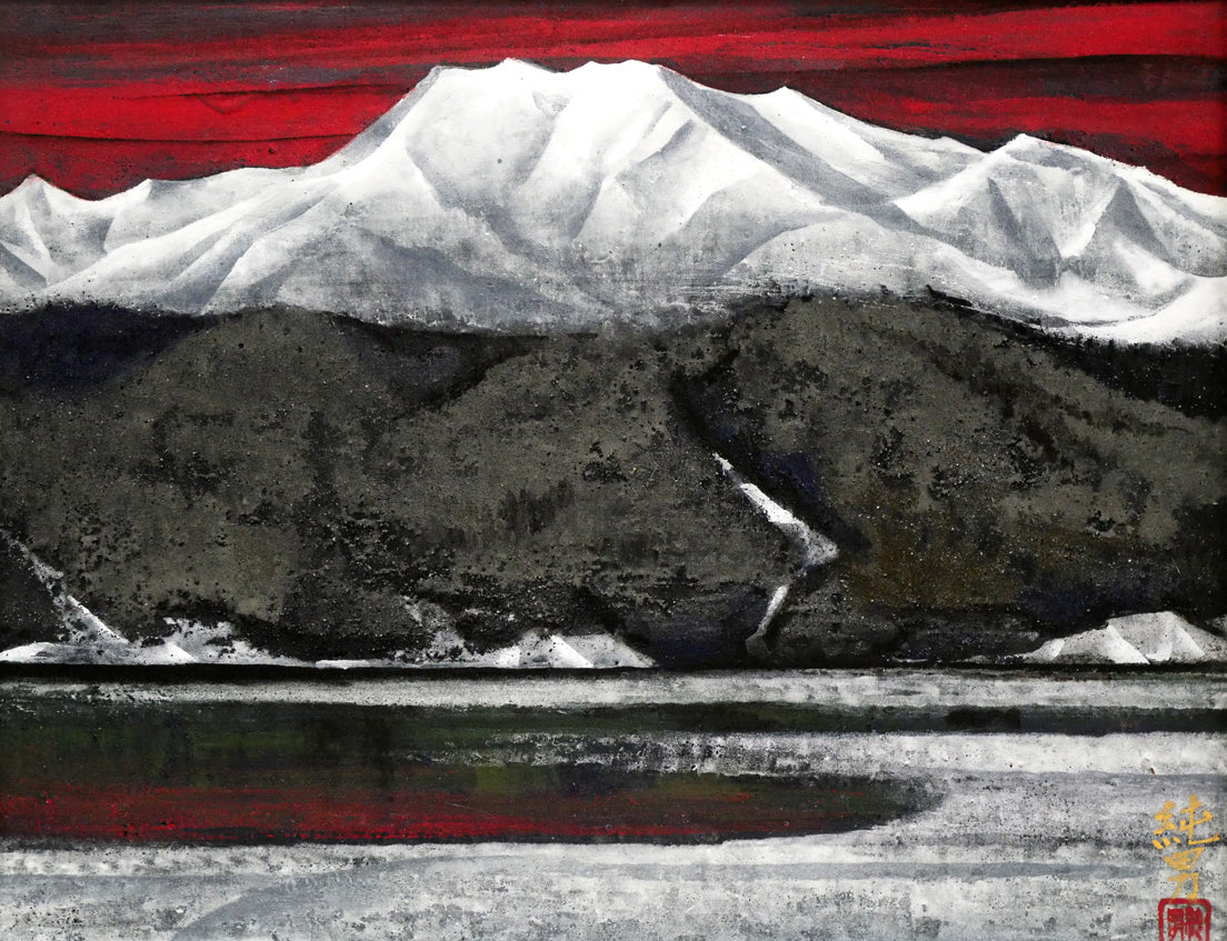 後藤純男「支笏湖」日本画・F6号 作品全体画像