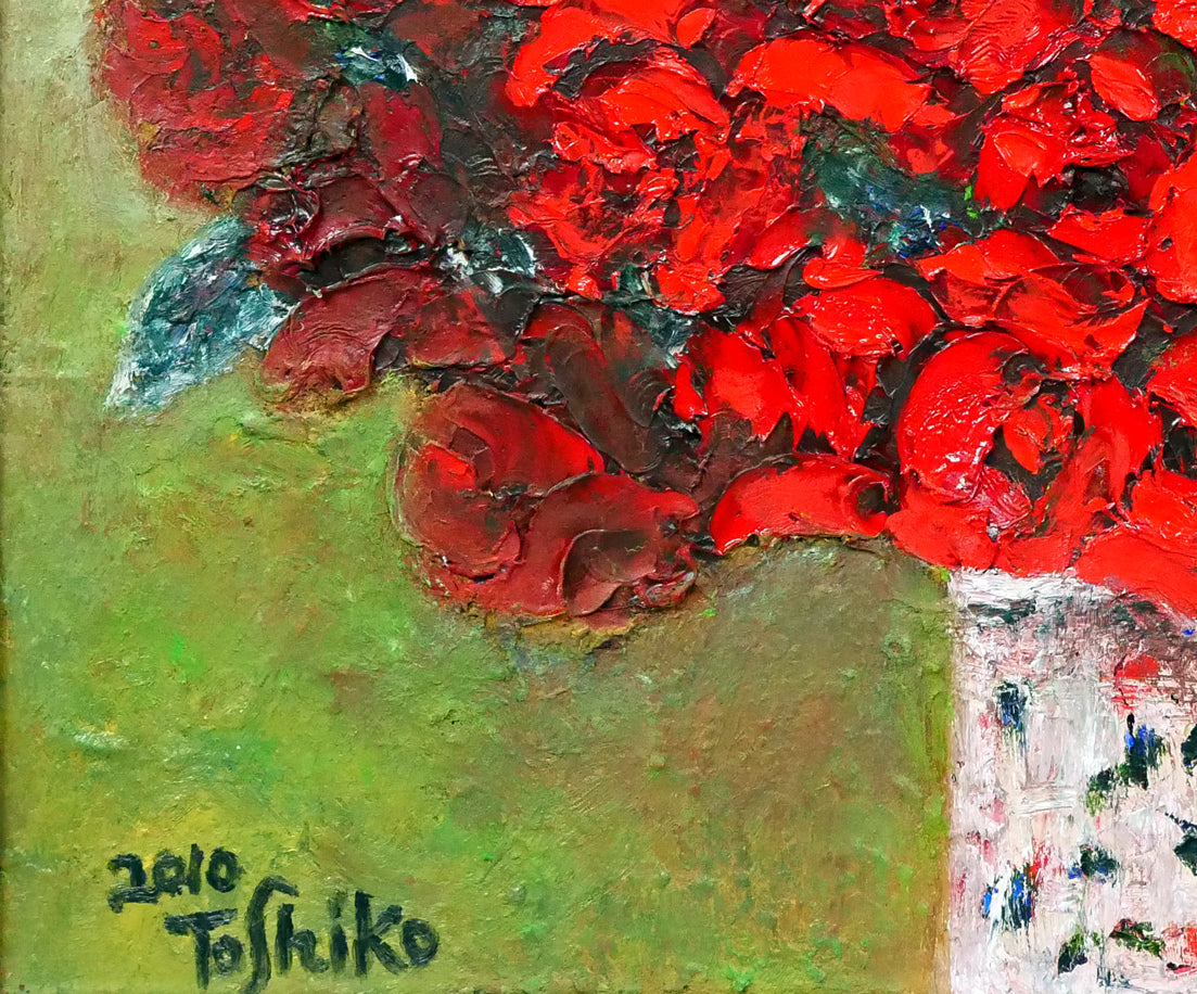 後藤俊子「赤いバラ」油絵・F10号 拡大画像4